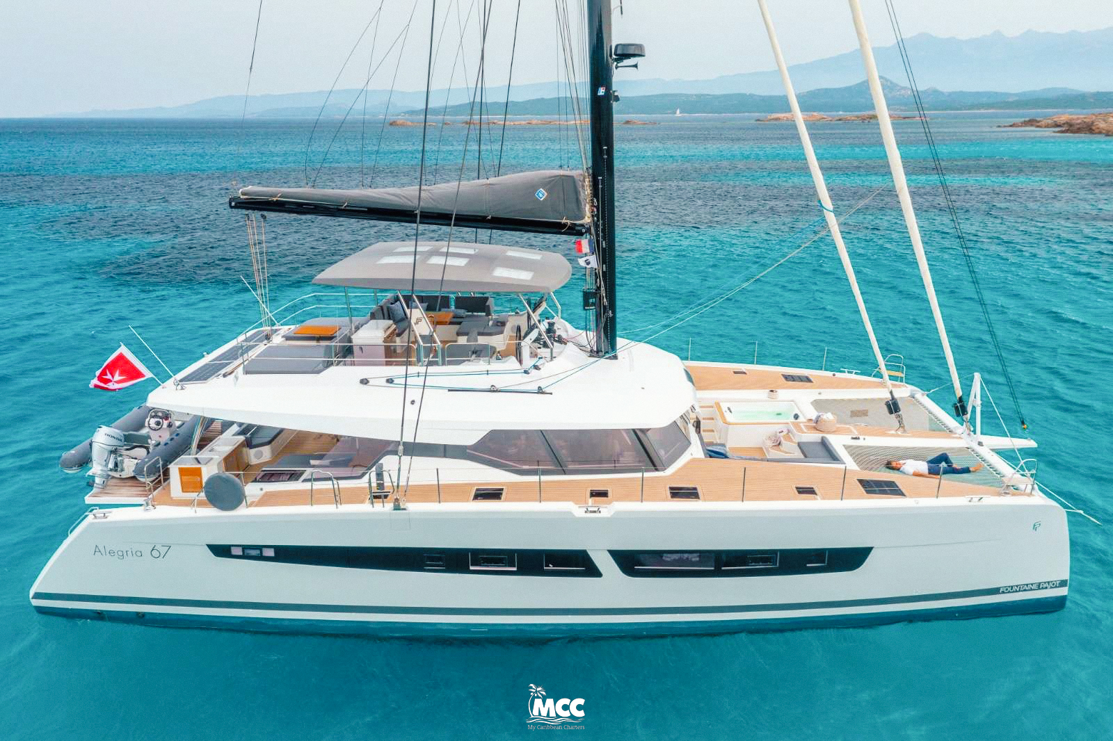 Wellness yacht charter in the Caribbean aboard Semper Fidelis Alegria catamaran with yoga, spa, and gourmet dining